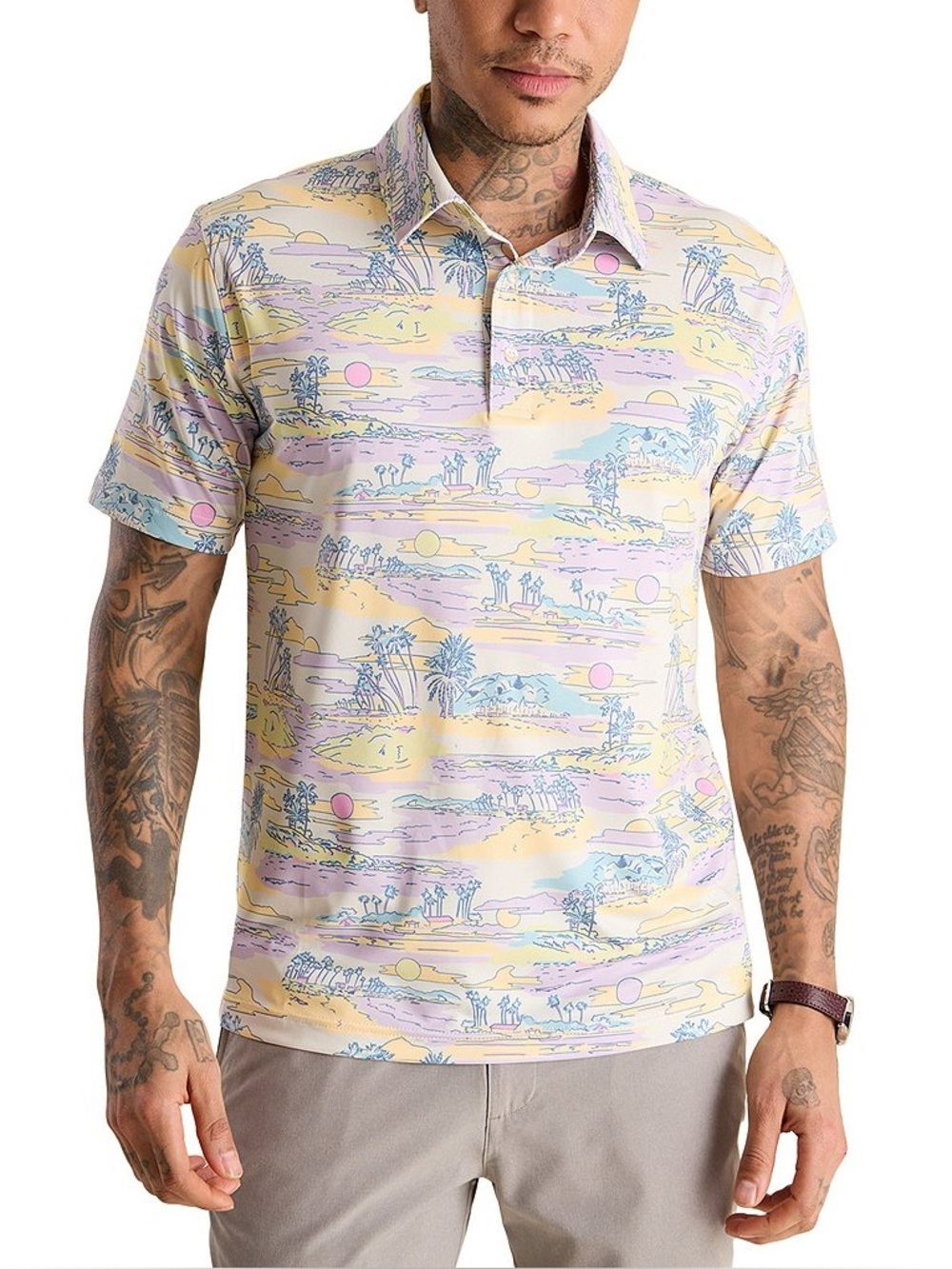 Chubbies The Kiss and Pastel Short Sleeve Performance Polo Shirt Size Small